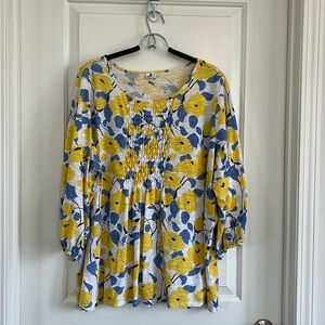 D/C jeans floral print ruched bodice top size 3X